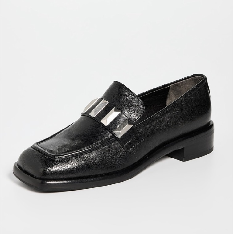 Black Loafer With Silver Accents